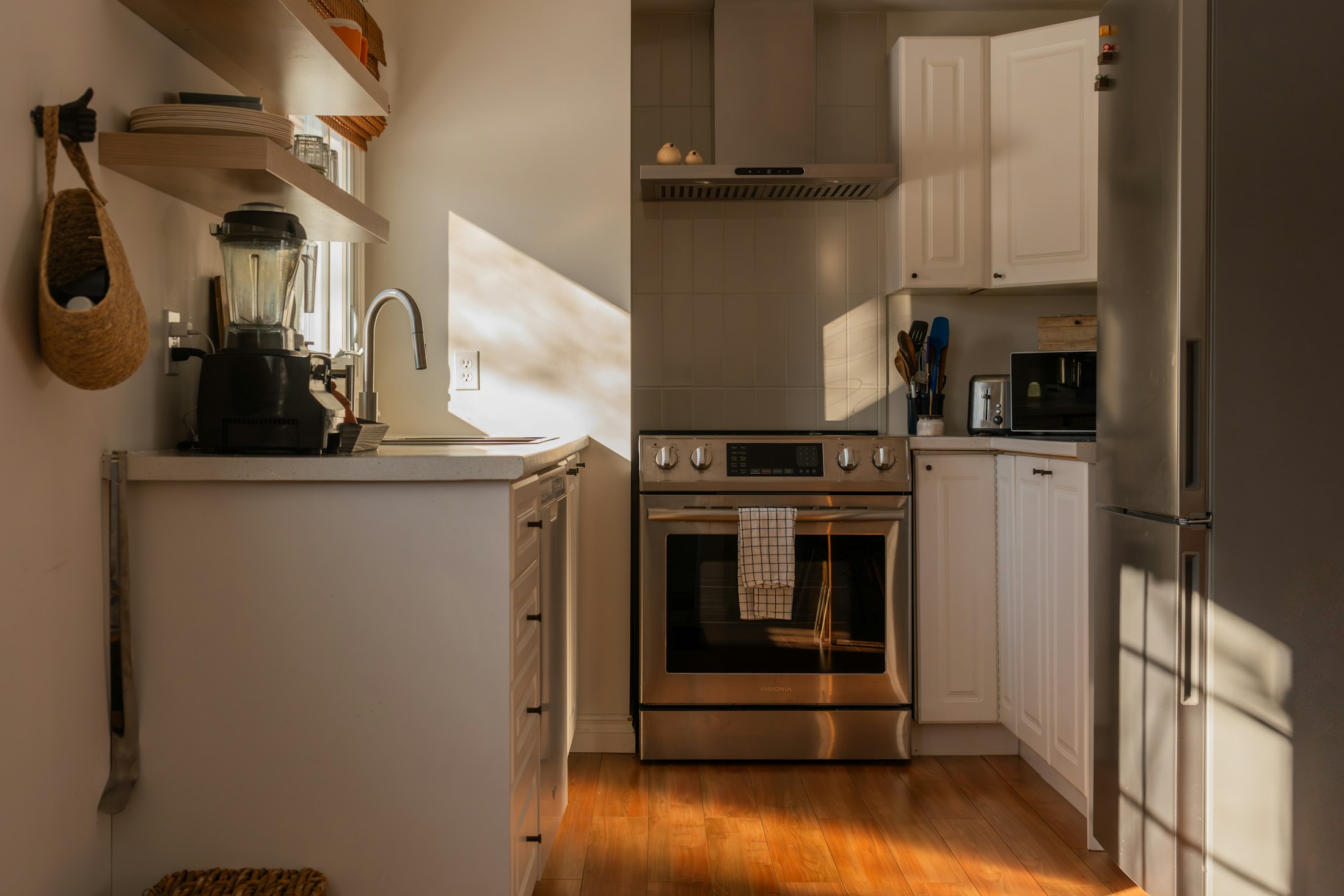 Modern kitchen with stainless steel appliances